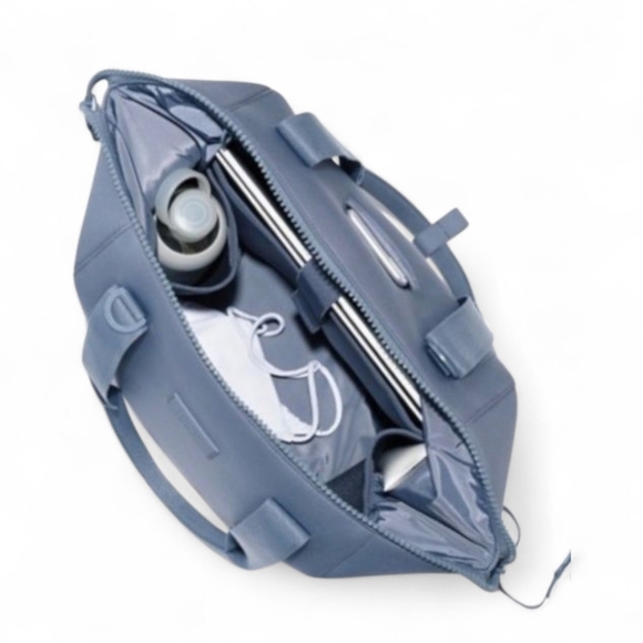 DAGNE DOVER Landon Ash Blue Neoprene Duffle Work Tote Gym Office Carry-On Travel - Picture 3 of 16